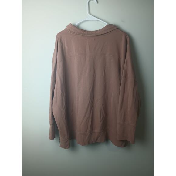 Maurices Plus Size Quarter Zip Sweatshirt Tan Drawstring pockets collar Women 3X - Picture 3 of 4
